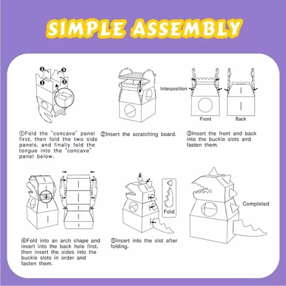 Cat Scratch Pad Cat House Cozy Cardboard ECO-friendly For Small Cats Dinosaur - Picture 2 of 7